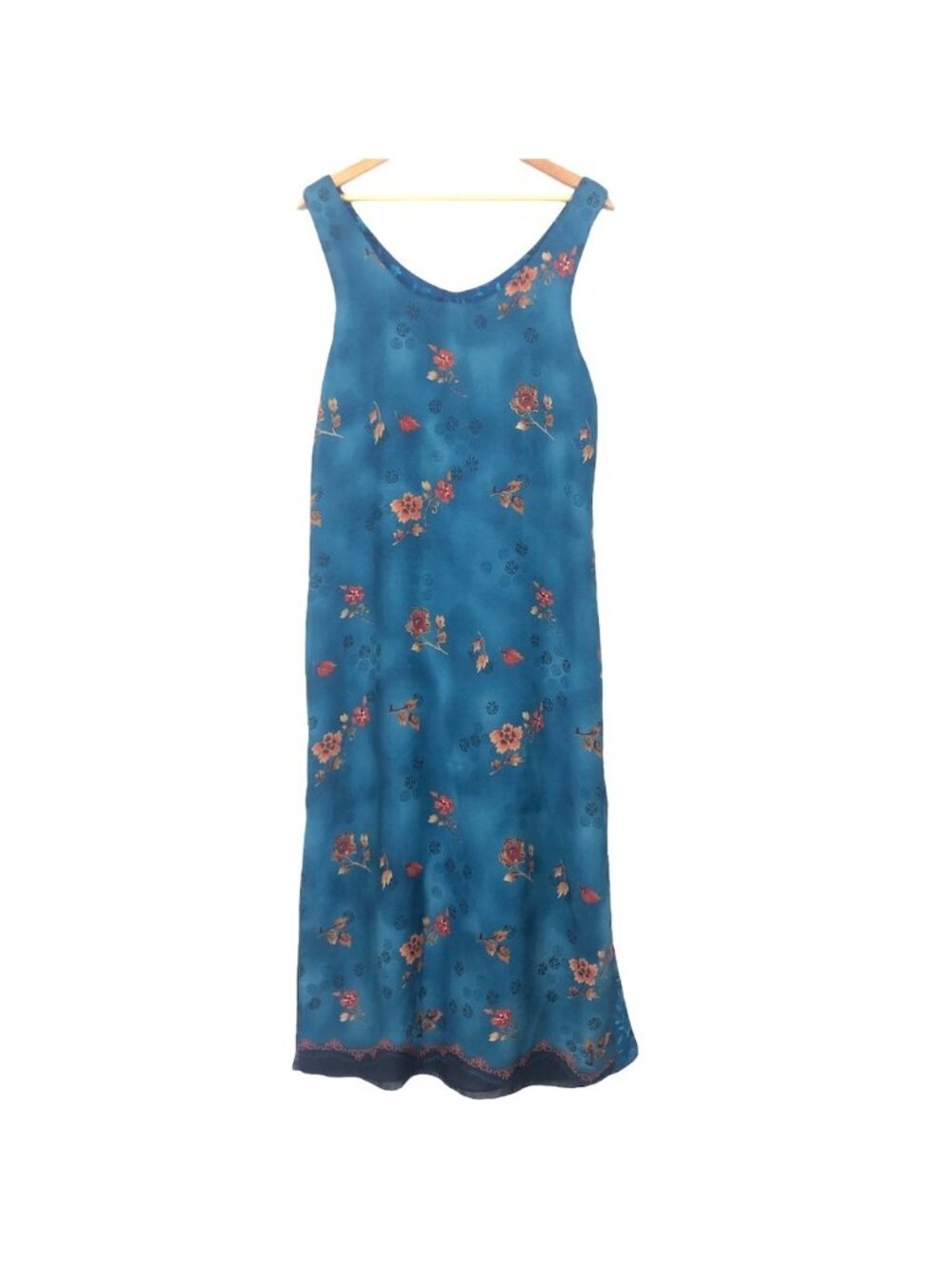 Vintage 90s Y2K Sleeveless Midi Dress Small Floral Layers Semi-sheer Vtg